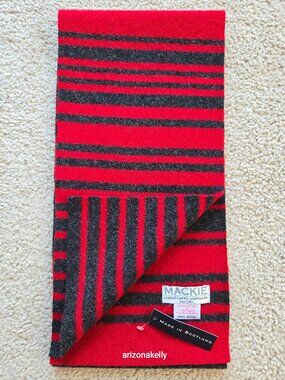 NWT Mackie Wool Scarf Red and Grey Scotland